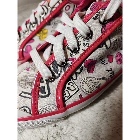 COACH Shoes Sneakers Womens 8 M Barrett‎ Poppy Pink Floral Script Designer Logo - Picture 4 of 11